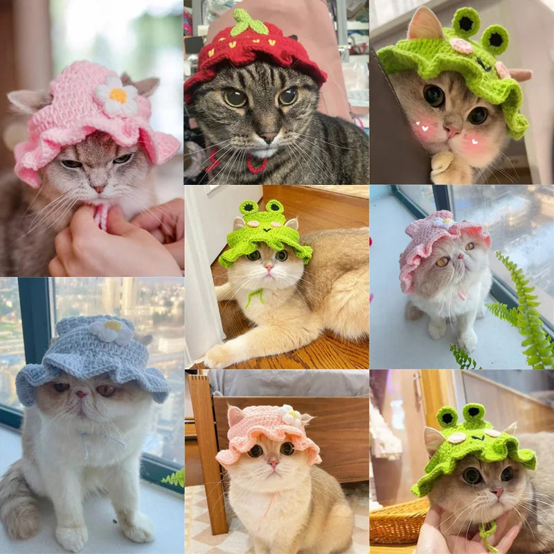 Cute Knitted Pet Hat for Cats & Small Dogs