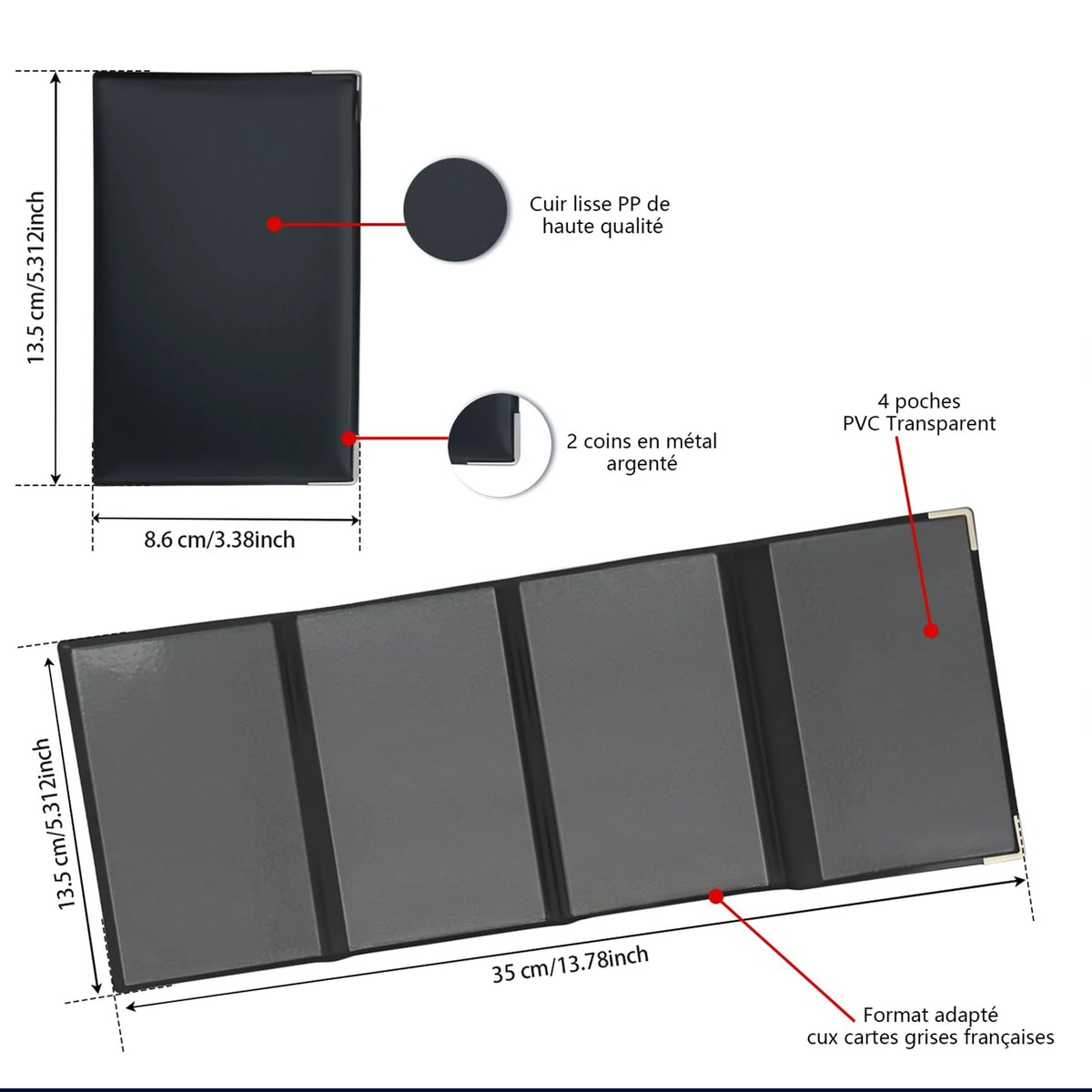4-Fold Grey Vehicle Document & Licence Holder