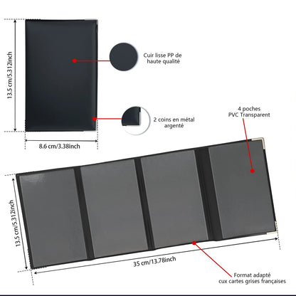 4-Fold Grey Vehicle Document & Licence Holder