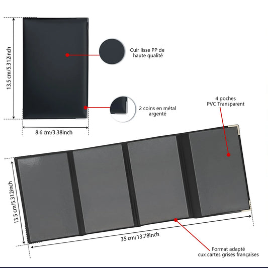 4-Fold Grey Vehicle Document & Licence Holder