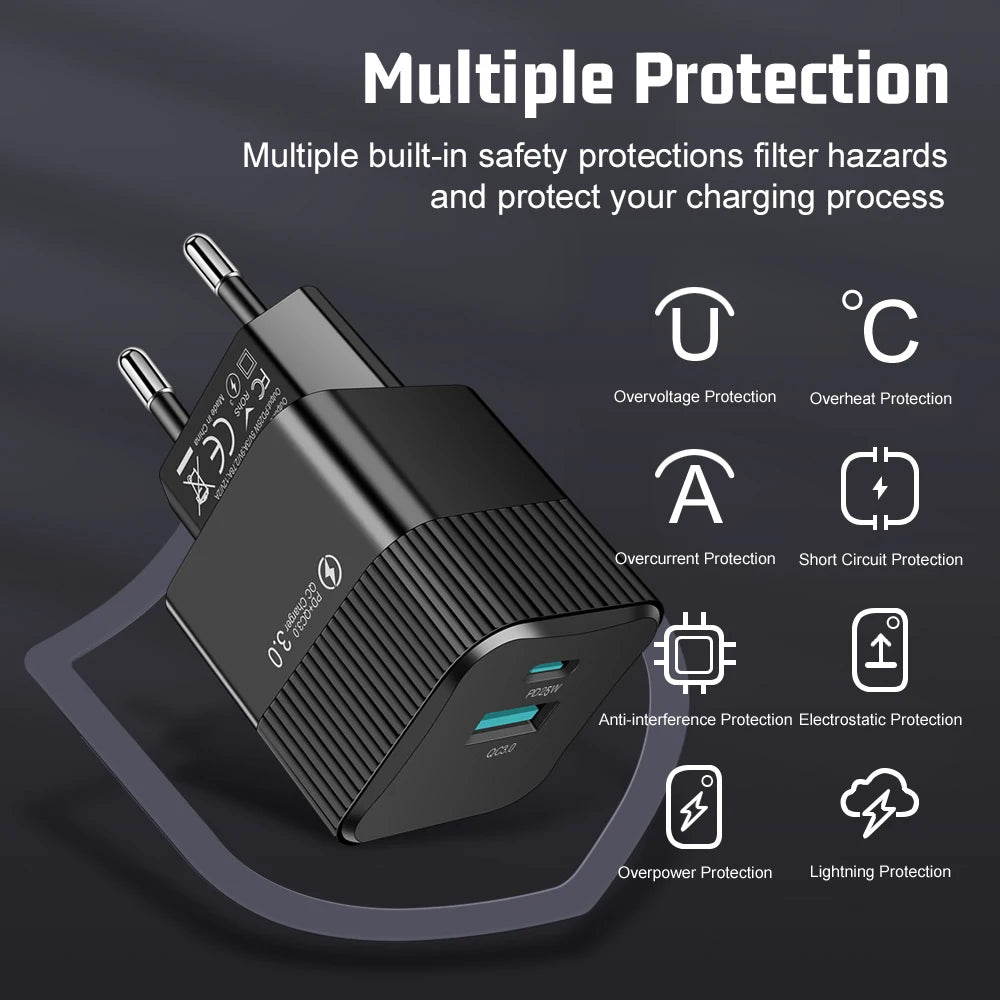 USB-C PD 25W Fast Travel Charger