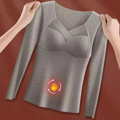 Women’s V-Neck Velvet Thermal Undershirt