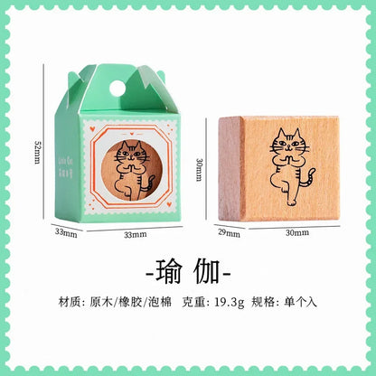Cute Cat Wooden Decorative Stamp