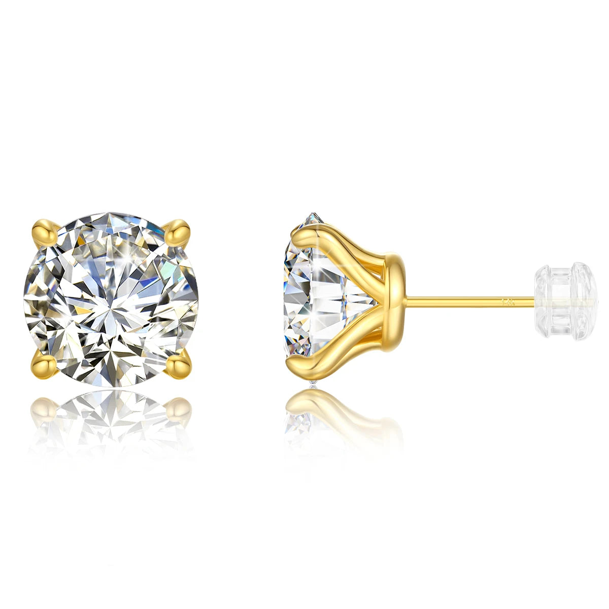 14K Gold Moissanite Stud Earrings