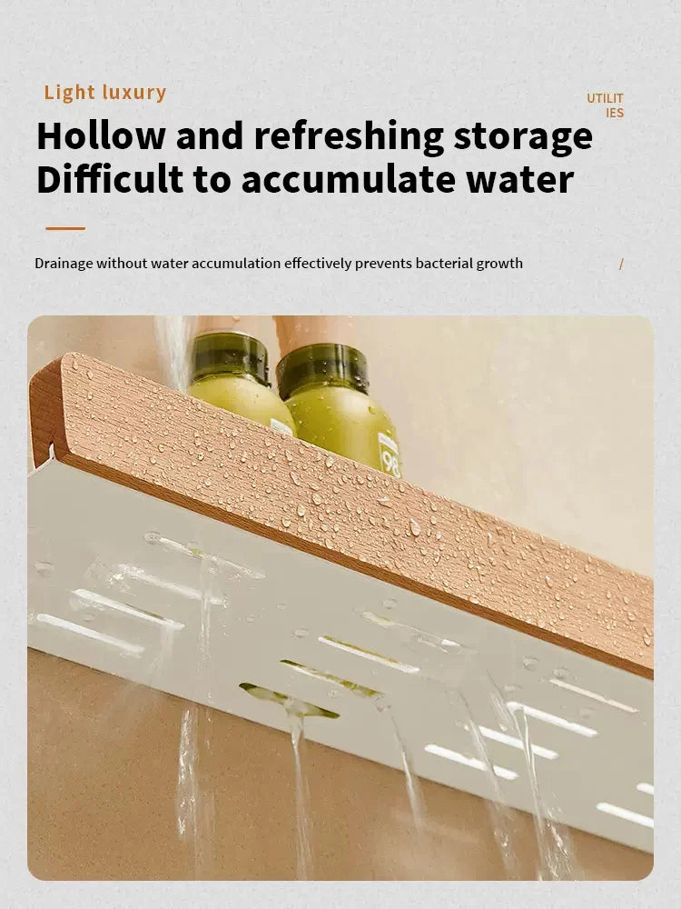 Wood & Aluminium Wall Storage Shelf