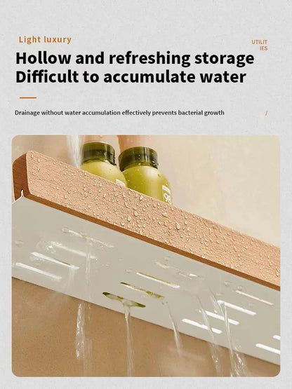 Wood & Aluminium Wall Storage Shelf