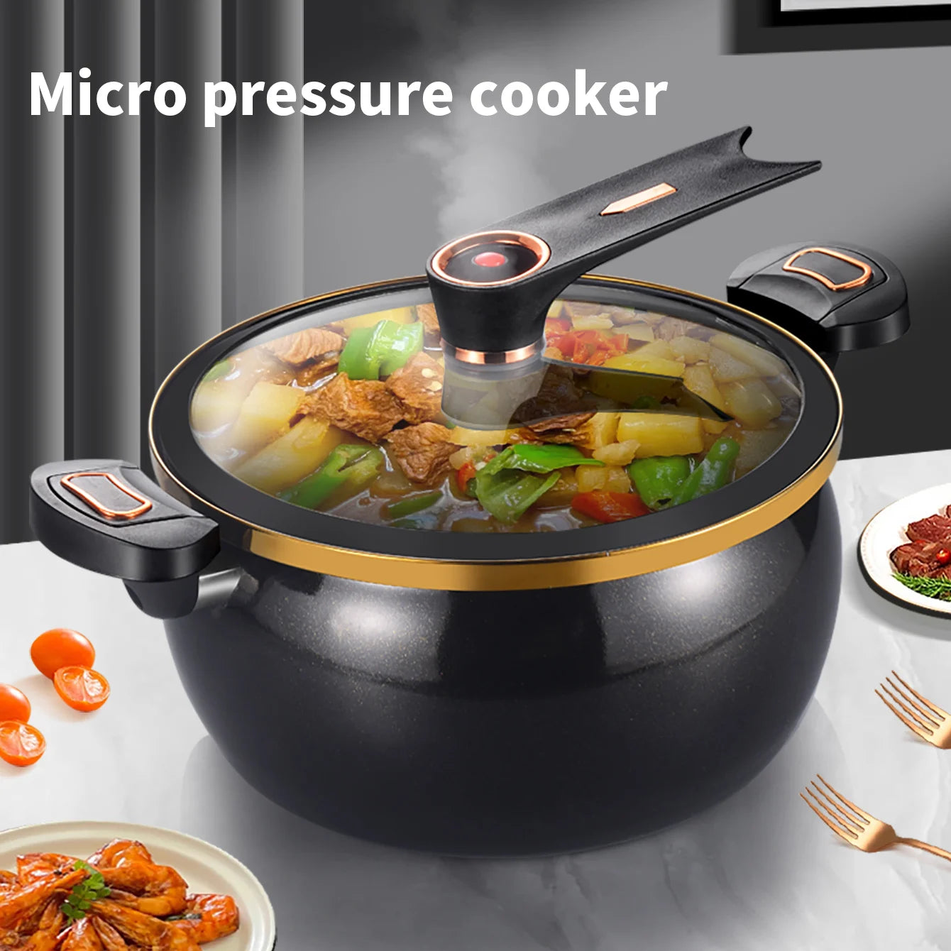 7L Non-Stick Micro Pressure Cooker with Glass Lid