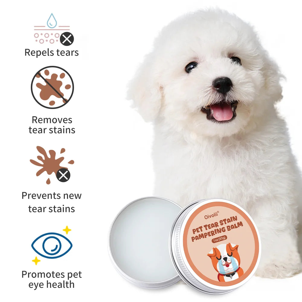 Pet Tear Stain Remover Balm with Applicator Brush
