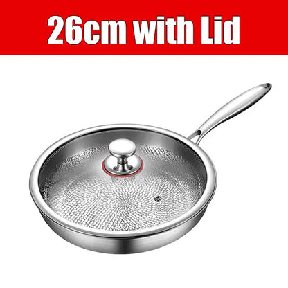 3-Layer Stainless Steel Chef’s Frying Pan with Glass Lid