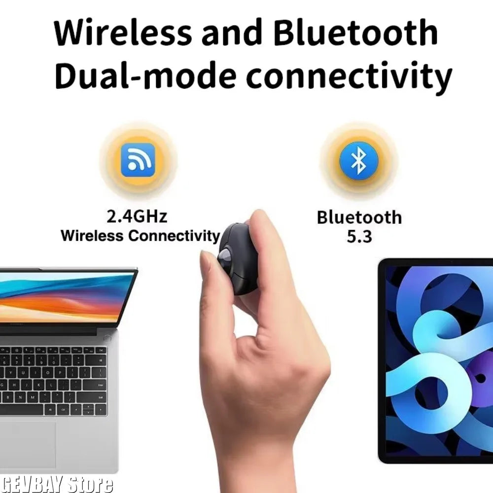 Wireless Finger Ring Trackball Mouse with Bluetooth & 2.4GHz