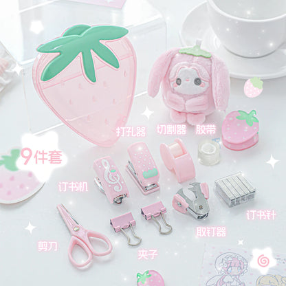 Kawaii Strawberry Mini Stapler & Punch Set