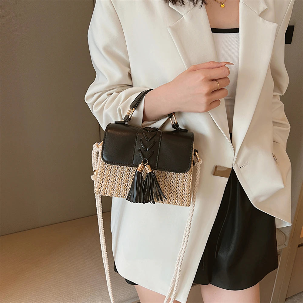 Straw Crossbody Beach Handbag