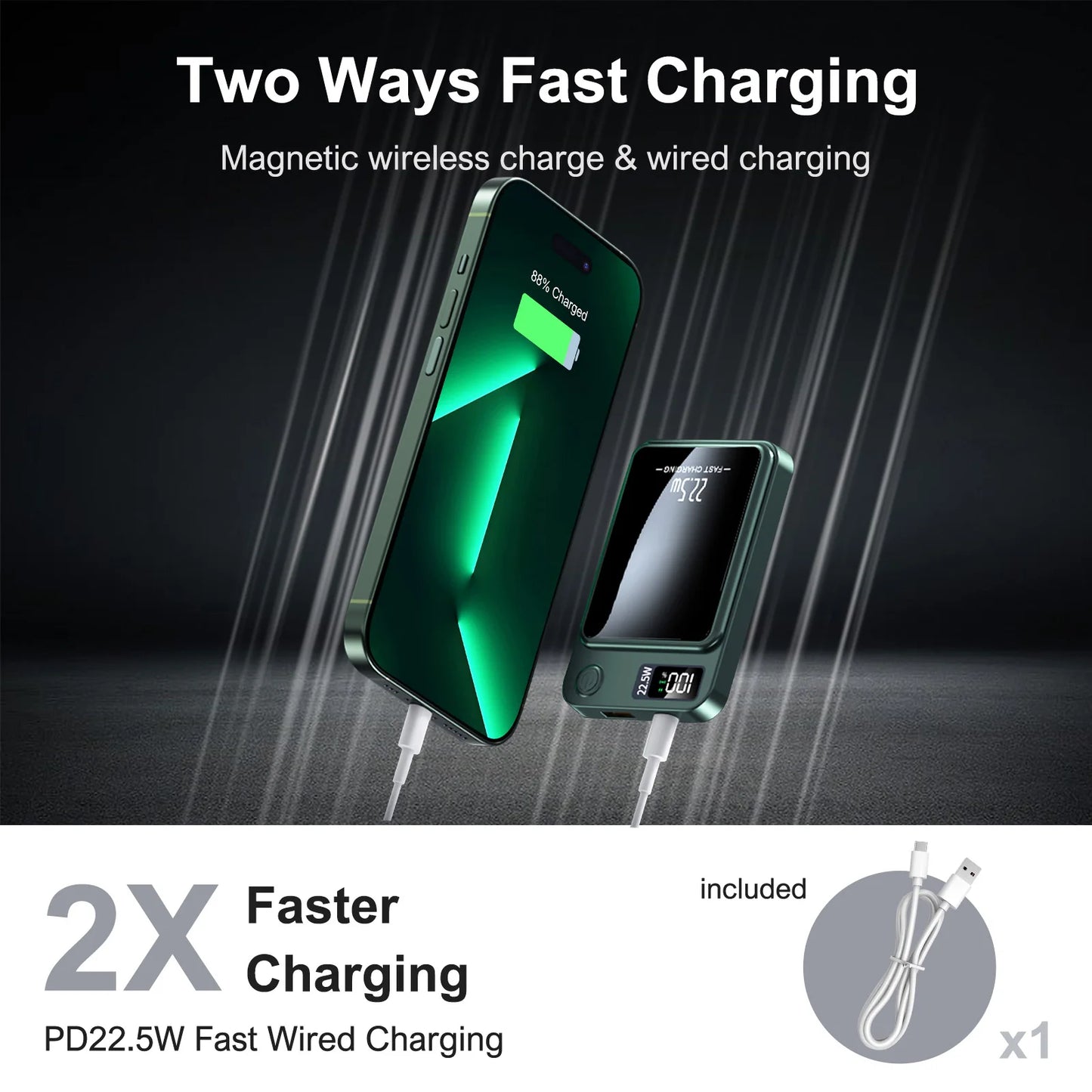 Magnetic Wireless Power Bank with 22.5W Fast Charging
