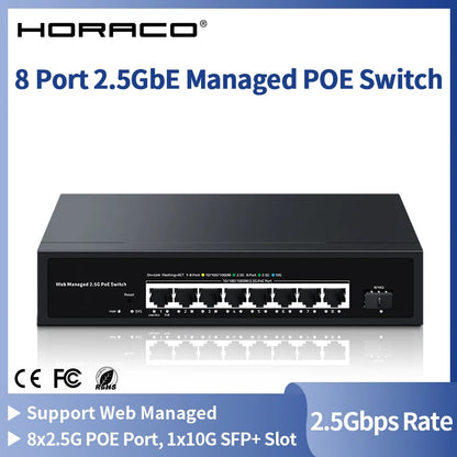 2.5GbE Web Managed PoE Switch with VLAN, QoS & LACP