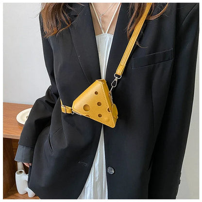 Cheese-Shaped Mini Crossbody Bag for Women