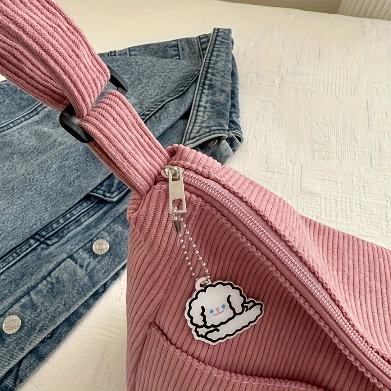 Corduroy Half Moon Shoulder Bag