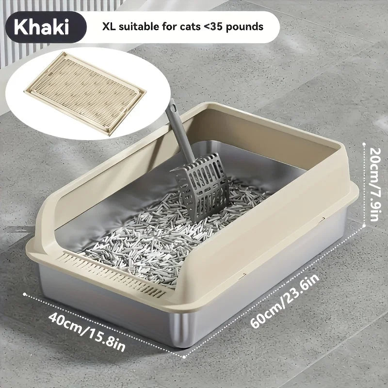 Extra Large Stainless Steel Cat Litter Box with Lid