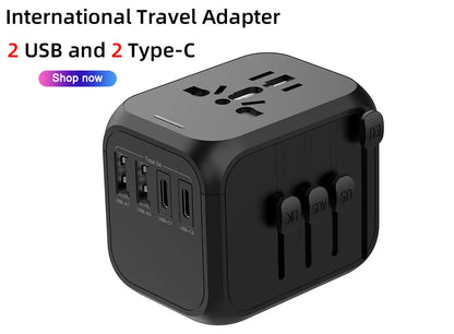 International Travel Adapter with 3 USB & USB-C Fast Charging