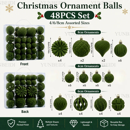 48-Piece Velvet Christmas Bauble Set