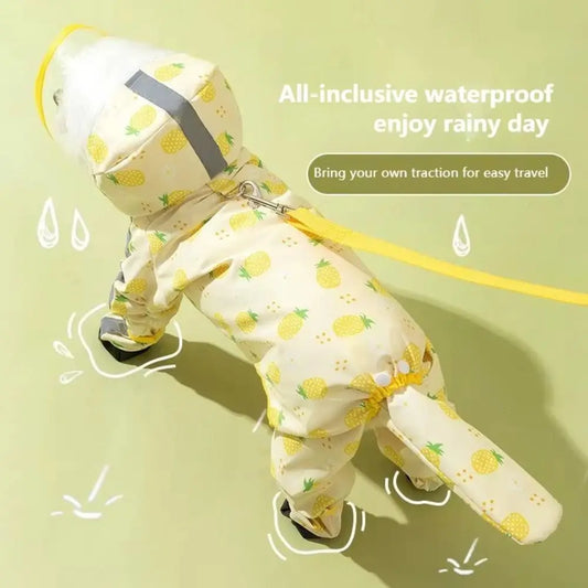 Waterproof Dog Hooded Raincoat with Reflective Design