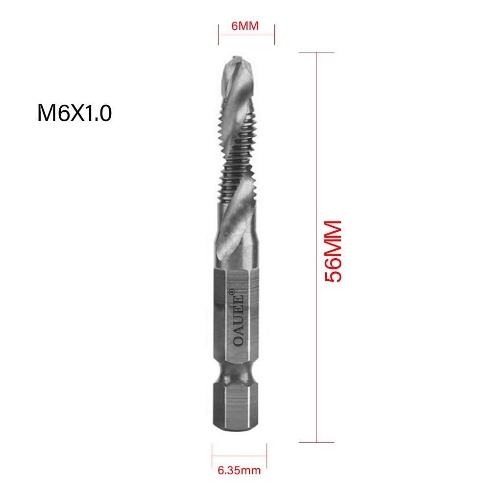 1/2/3/6Pcs Tap Drill Bit Hex Shank Titanium Plated HSS Screw Thread