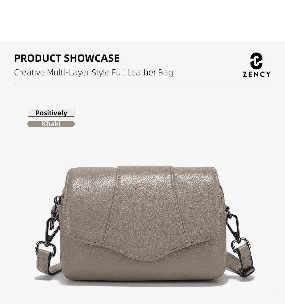 Genuine Leather Multi-Compartment Crossbody Bag