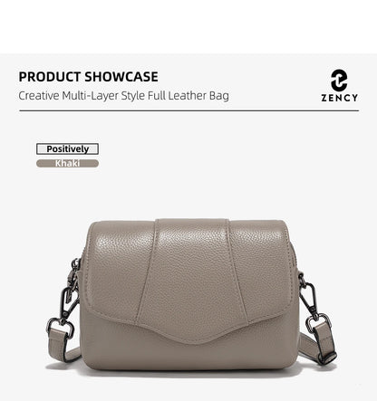 Genuine Leather Multi-Compartment Crossbody Bag