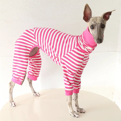 Striped Cotton Dog Pajamas for Italian Greyhounds & Whippets