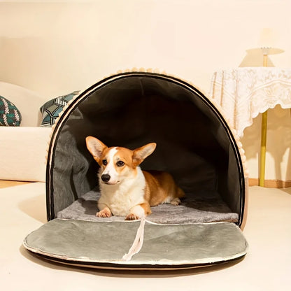 Enclosed Pet House with Door Curtain