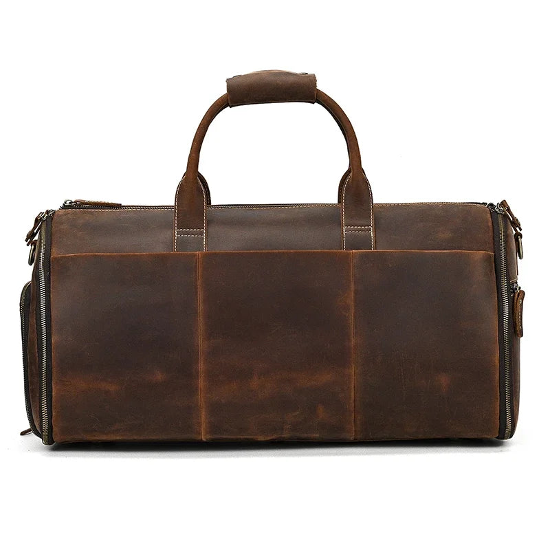 Crazy Horse Leather Travel Bag for Suits