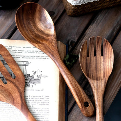 Wooden Kitchen Utensil Set with Storage Holder