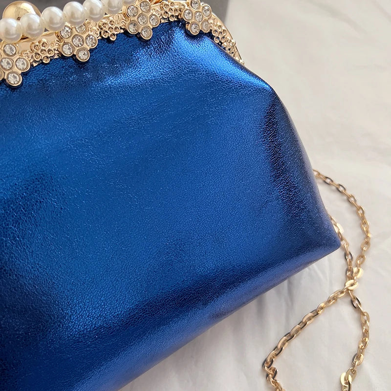 Luxury Pearl Chain Minaudière Shoulder Bag