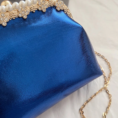 Luxury Pearl Chain Minaudière Shoulder Bag