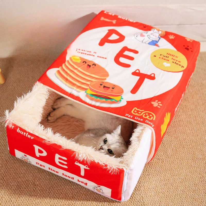 Fully Enclosed Rectangular Cat & Dog Bed