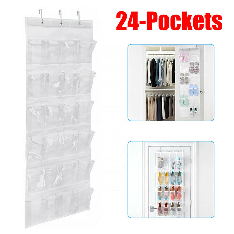 Wall-Mounted Shoe Organizer with 24 Pockets