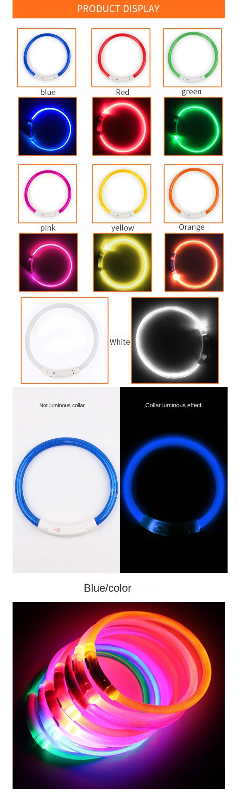 USB Rechargeable LED Dog Collar