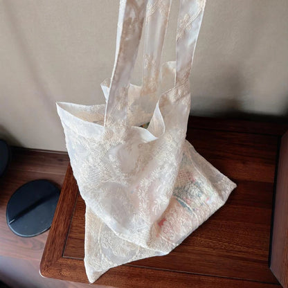 Lace Embroidered Organza Tote Bag
