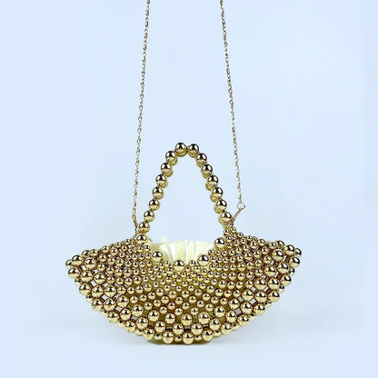 Handmade Beaded Fan-Shaped Evening Bag