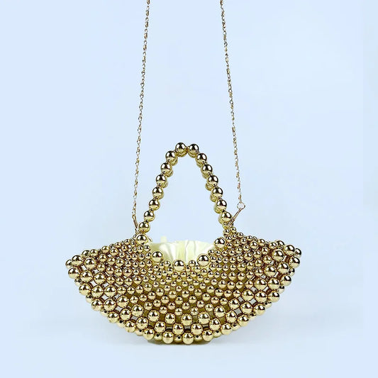 Handmade Beaded Fan-Shaped Evening Bag