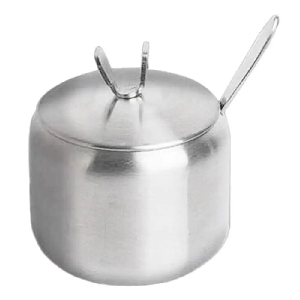 Stainless Steel Sugar Bowl with Lid & Spoon