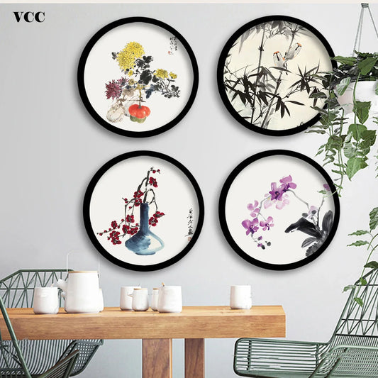 Round Wooden Wall Hanging Photo Frame