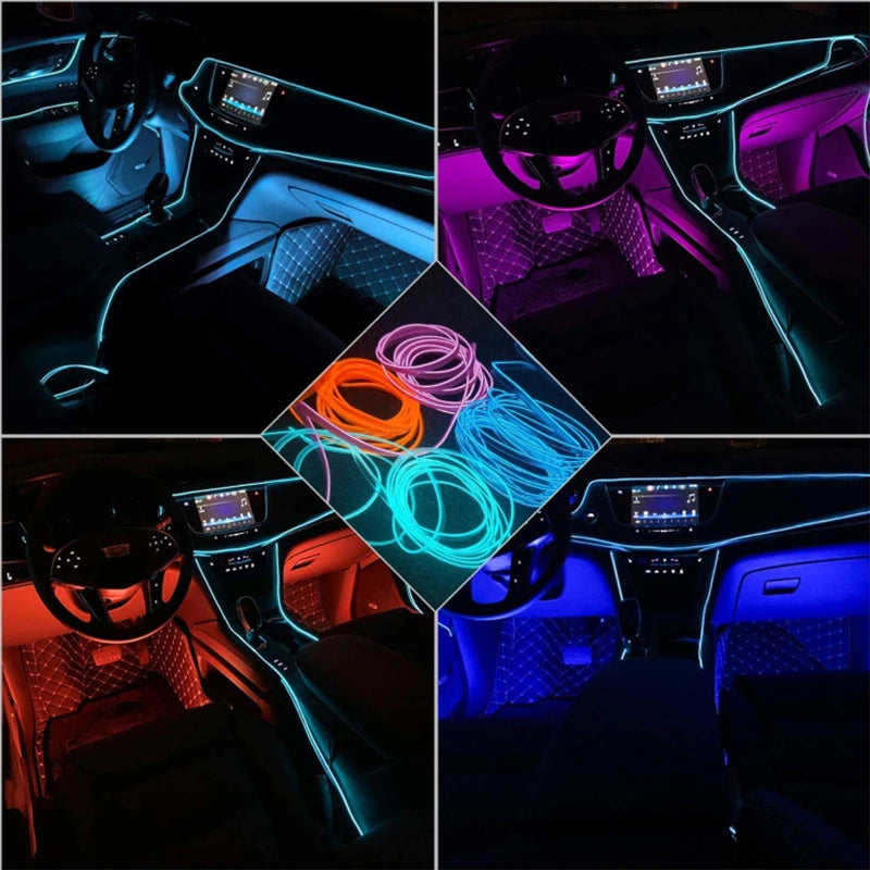 5M Car LED USB Flexible Neon Interior Lights