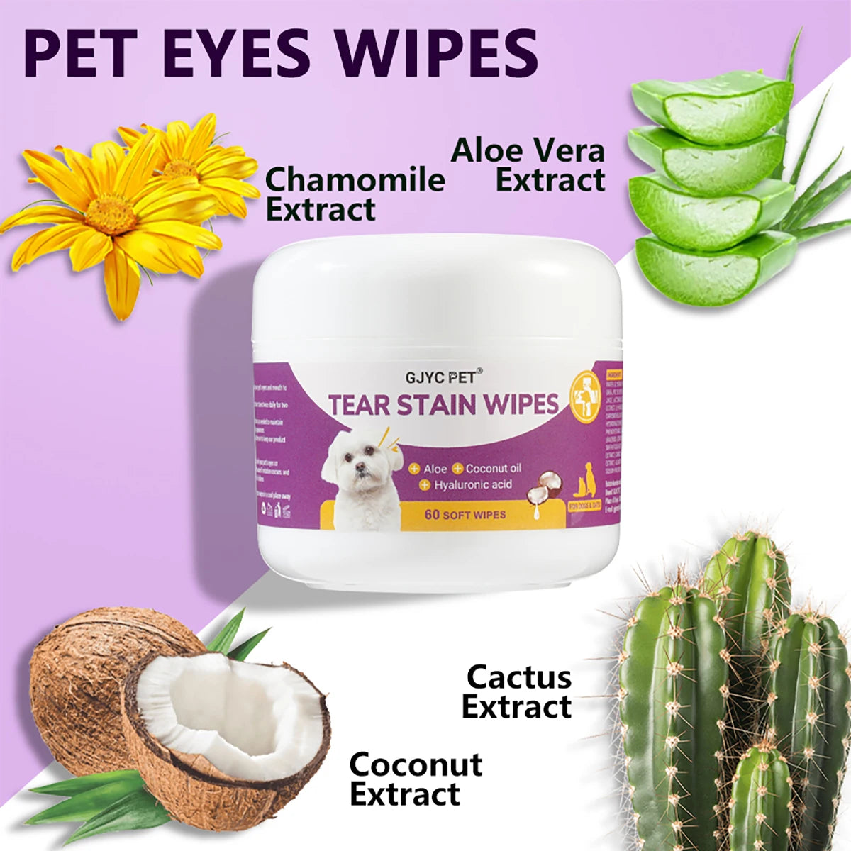 Gentle Pet Eye Wipes for Dogs & Cats