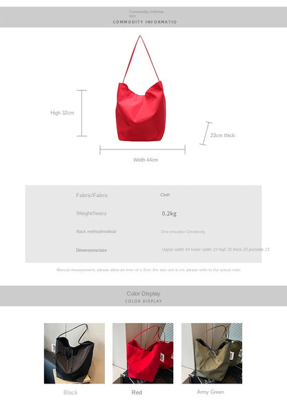 Minimalist Nylon Tote Shoulder Bag