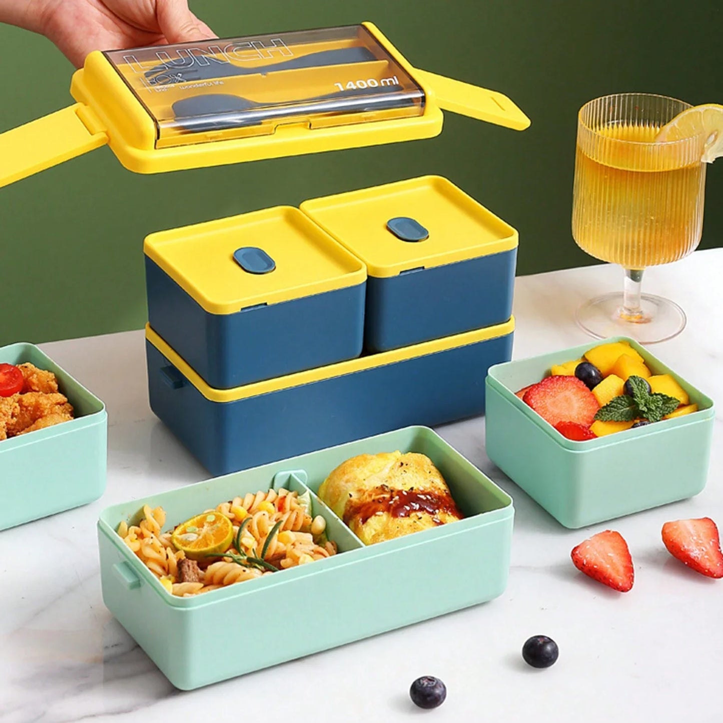 Portable Leak-Proof Lunch Box with Spoon & Fork