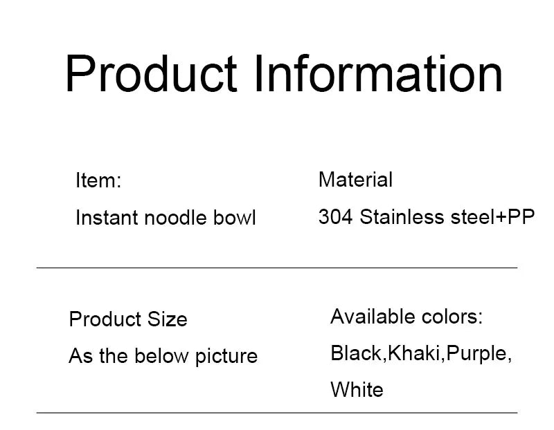 304 Stainless Steel Instant Noodle Bowl with Lid