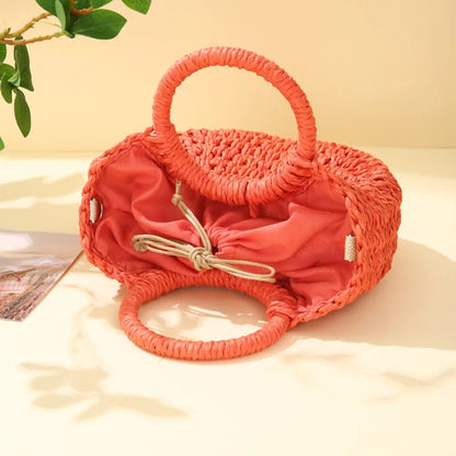 Handwoven Straw Rattan Crossbody Beach Bag