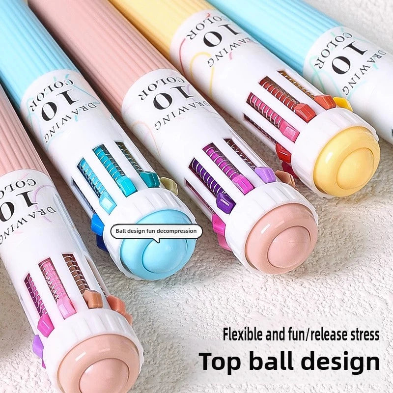 0.8mm Soft Grip Multi-Colour Ballpoint Pen for Drawing & Writing