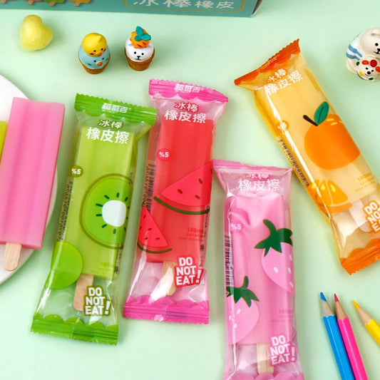 Fruit Popsicle Novelty Eraser Set