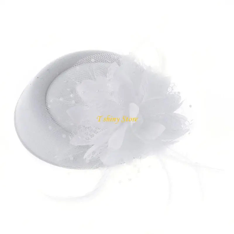 Women Vintage Fascinator Hat with Veil & Flower